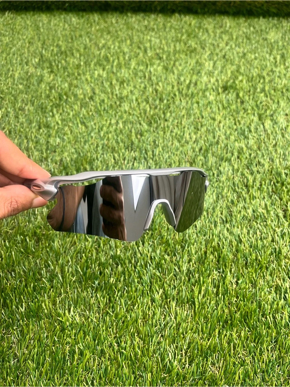 Sport Shield Sunglasses with Mirrored Silver Lens